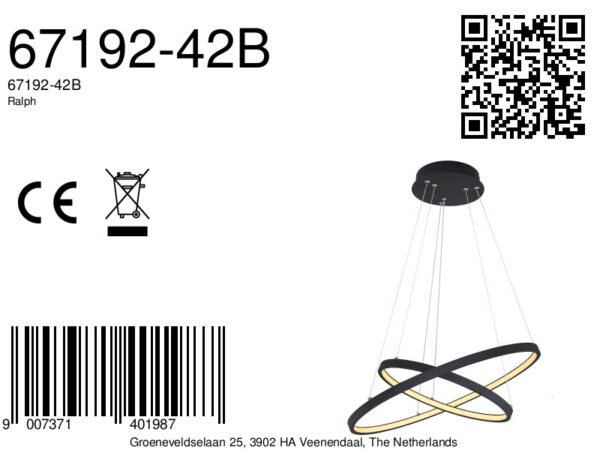 Globo Ralph hanglamp – ø 51 cm – Ingebouwd (LED) – Zwart - Image 4