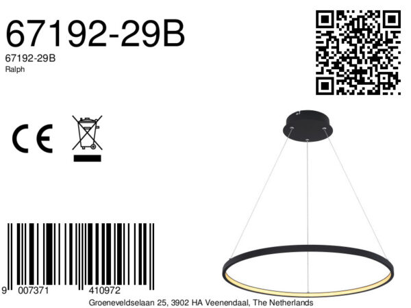 Globo Ralph hanglamp – ø 60,5 cm – Ingebouwd (LED) – Zwart - Image 4