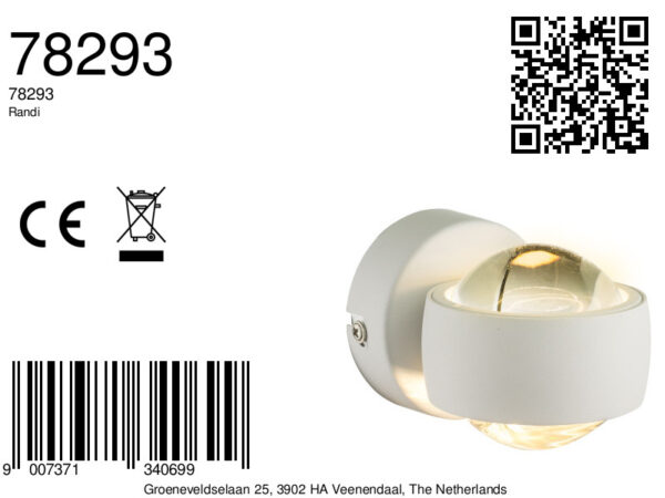 Globo Randi wandlamp – Ingebouwd (LED) – Wit - Image 3