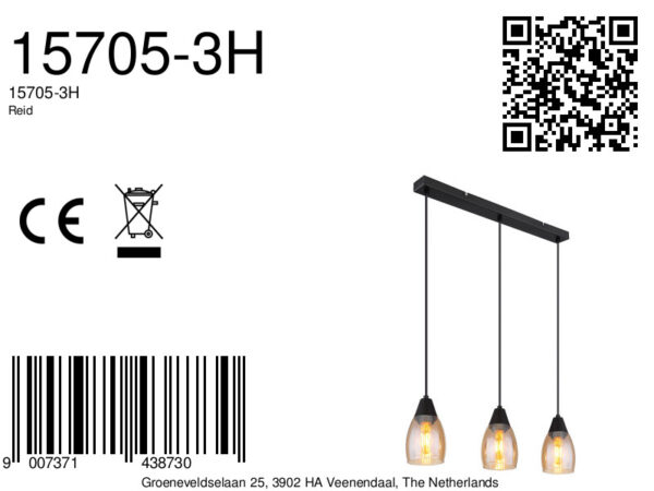 Globo Reid hanglamp – E27 (grote fitting) – Zwart - Image 5
