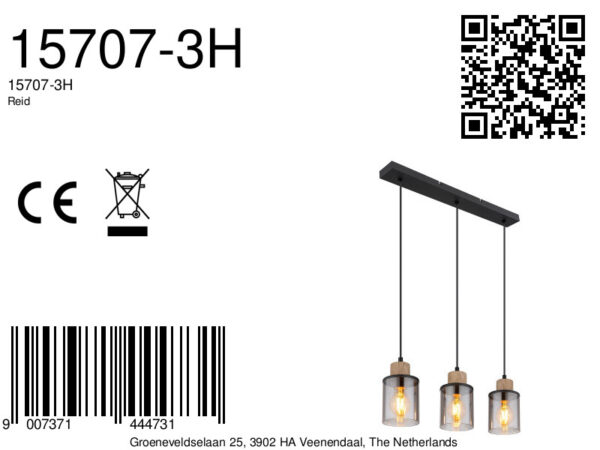 Globo Reid hanglamp – E27 (grote fitting) – Zwart - Image 5