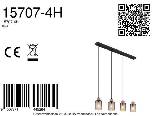Globo Reid hanglamp – E27 (grote fitting) – Zwart - Image 5
