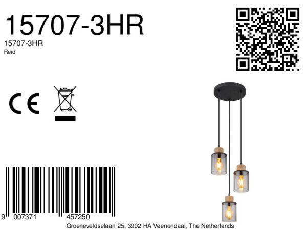 Globo Reid hanglamp – ø 27 cm – E27 (grote fitting) – Zwart - Image 4