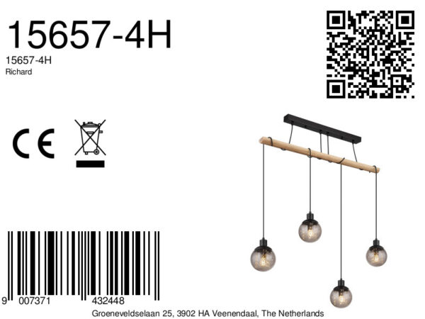 Globo Richard hanglamp – E27 (grote fitting) – Zwart - Image 5