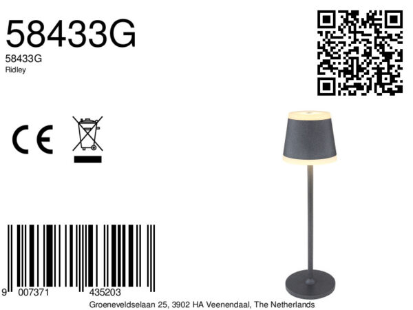 Globo Ridley tafellamp – ø 11 cm – Ingebouwd (LED) – Grijs - Image 5