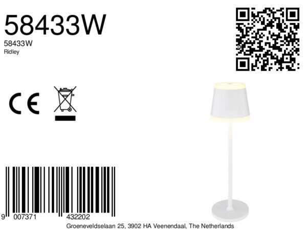 Globo Ridley tafellamp – ø 11 cm – Ingebouwd (LED) – Wit - Image 5