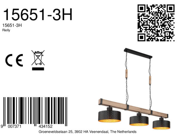 Globo Rielly hanglamp – E27 (grote fitting) – Zwart - Image 5