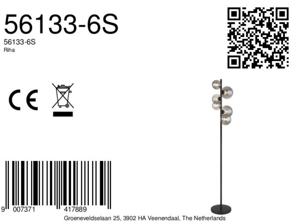 Globo Riha vloerlamp – G9 – Zwart - Image 5