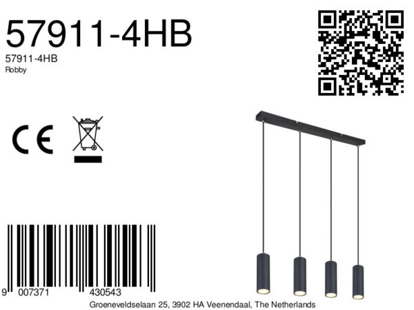 Globo Robby hanglamp – GU10 – Zwart - Image 5