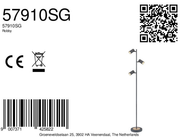 Globo Robby vloerlamp – GU10 – Grijs - Image 5