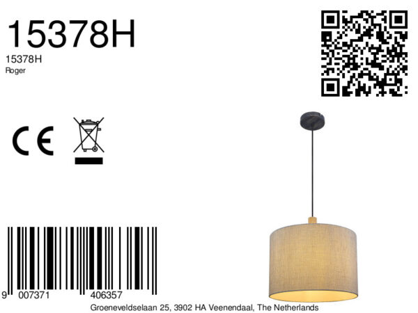 Globo Roger hanglamp – ø 40 cm – E27 (grote fitting) – Zwart - Image 4