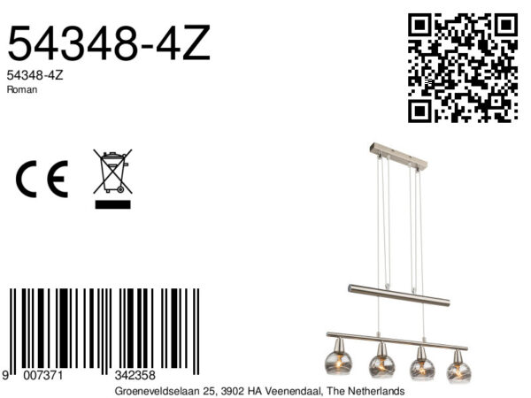 Globo Roman hanglamp – LED + E14 – Nikkel - Image 5