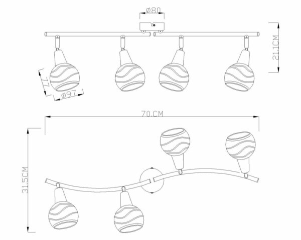 Globo Roman spot – LED + E14 – Nikkel