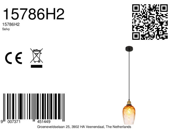 Globo Salvy hanglamp – ø 15 cm – E27 (grote fitting) – Zwart - Image 5
