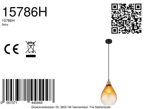 Globo Salvy hanglamp – ø 21 cm – E27 (grote fitting) – Zwart - Image 5