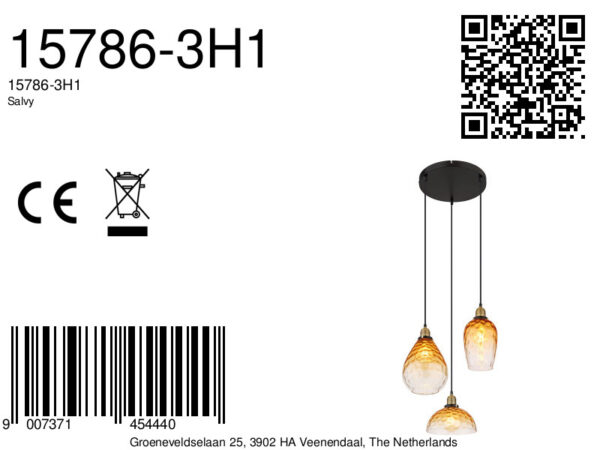 Globo Salvy hanglamp – ø 46 cm – E27 (grote fitting) – Zwart - Image 5