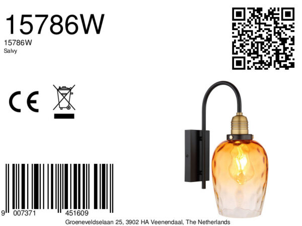 Globo Salvy wandlamp – E27 (grote fitting) – Zwart - Image 5