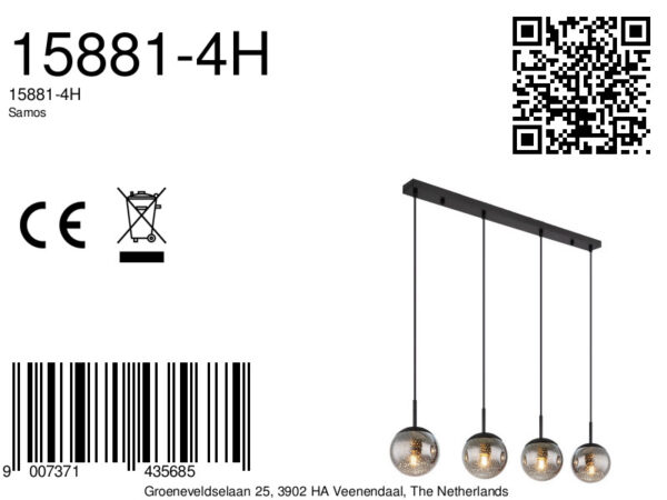 Globo Samos hanglamp – LED + E27 – Zwart - Image 5