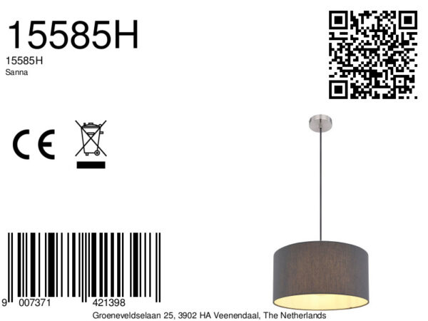 Globo Sanna hanglamp – ø 40 cm – E27 (grote fitting) – Nikkel - Image 4