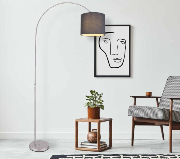 Globo Sanna vloerlamp – E27 (grote fitting) – Nikkel - Image 4