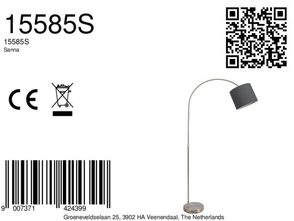 Globo Sanna vloerlamp – E27 (grote fitting) – Nikkel - Image 5