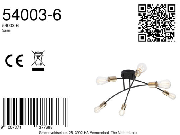 Globo Sarini plafonniere – ø 70 cm – E27 (grote fitting) – Zwart - Image 5