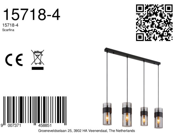 Globo Scarfina hanglamp – E27 (grote fitting) – Zwart - Image 5