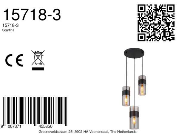 Globo Scarfina hanglamp – ø 34 cm – E27 (grote fitting) – Zwart - Image 5