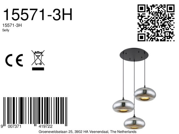 Globo Selly hanglamp – ø 65 cm – E27 (grote fitting) – Zwart - Image 6