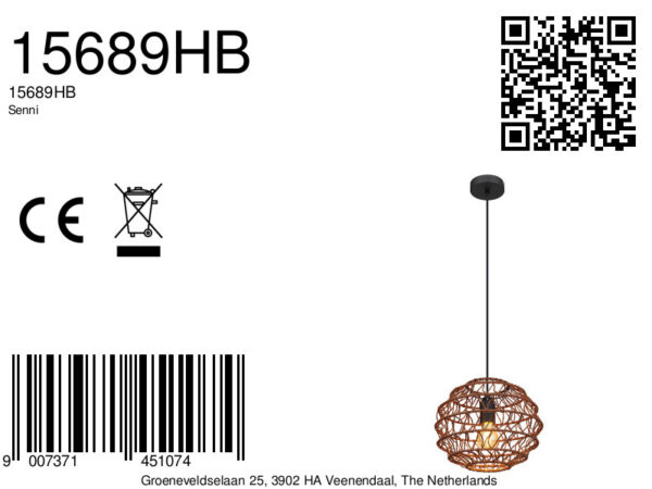 Globo Senni hanglamp – ø 29 cm – E27 (grote fitting) – Zwart - Image 5