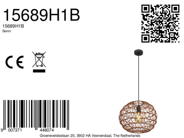 Globo Senni hanglamp – ø 39 cm – E27 (grote fitting) – Zwart - Image 5