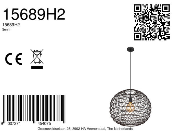 Globo Senni hanglamp – ø 59 cm – E27 (grote fitting) – Zwart - Image 5