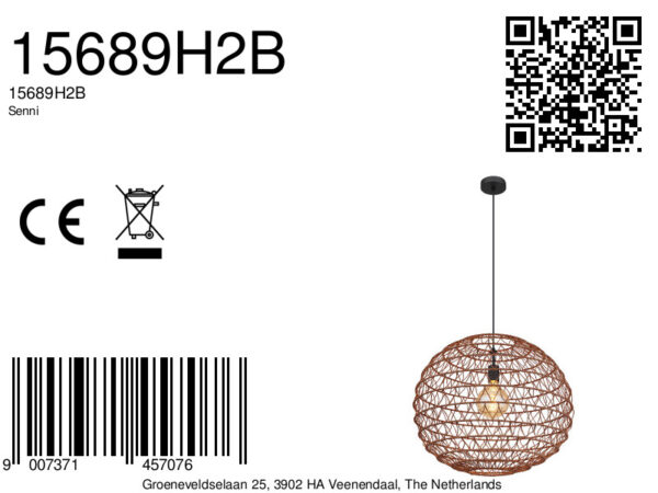 Globo Senni hanglamp – ø 59 cm – E27 (grote fitting) – Zwart - Image 5