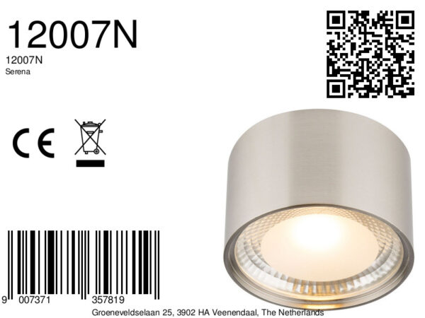Nikkelen ronde moderne plafondlamp Globo Serena - Image 6