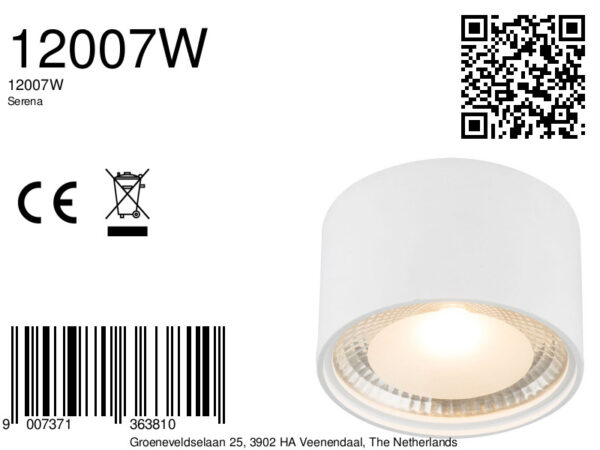Globo Serena plafonniere – ø 11,3 cm – Ingebouwd (LED) – Wit - Image 5