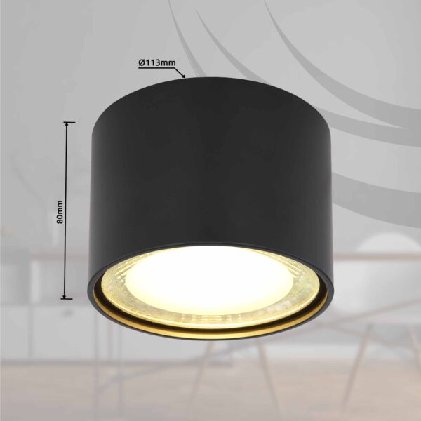 Globo Serena plafonniere – ø 11,3 cm – Ingebouwd (LED) – Zwart - Image 5