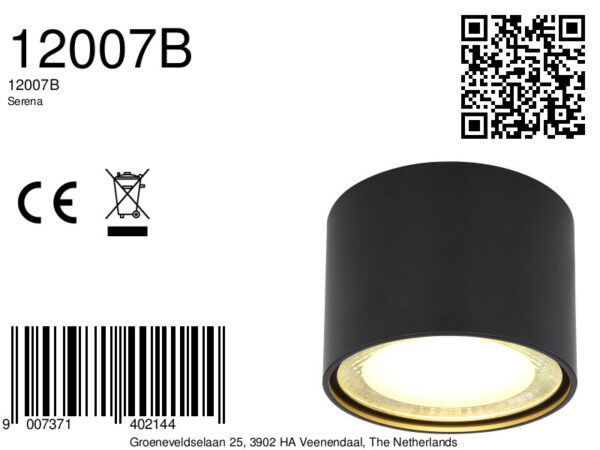 Globo Serena plafonniere – ø 11,3 cm – Ingebouwd (LED) – Zwart - Image 6