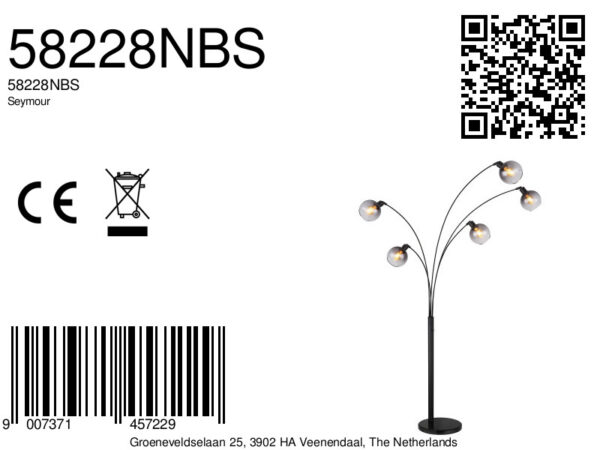 Globo Seymour vloerlamp – E27 (grote fitting) – Zwart - Image 5