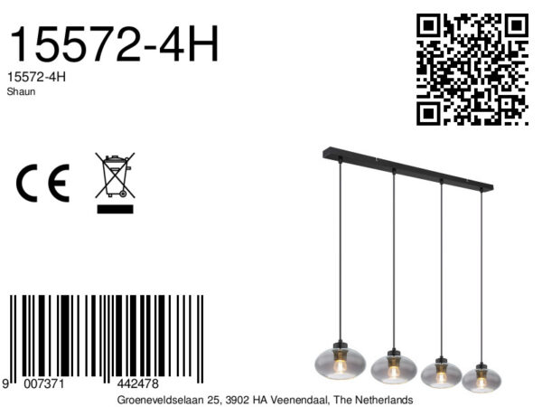 Globo Shaun hanglamp – E27 (grote fitting) – Zwart - Image 6