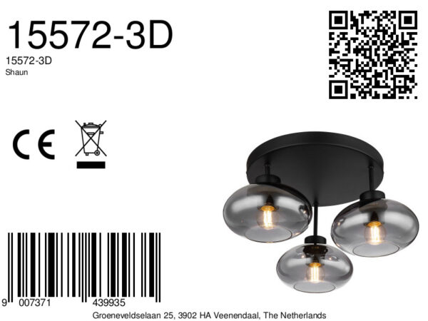 Globo Shaun plafonniere – ø 40 cm – E27 (grote fitting) – Zwart - Image 6