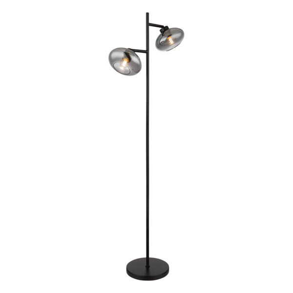 Globo Shaun vloerlamp – E27 (grote fitting) – Zwart