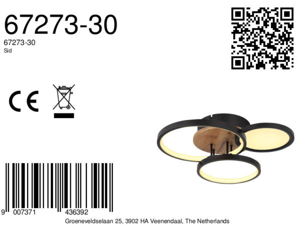 Globo Sid plafonniere – Ingebouwd (LED) – Zwart - Image 5