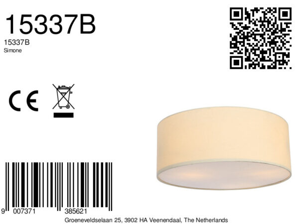 Globo Simone plafonniere – ø 40 cm – E27 (grote fitting) – Wit - Image 5