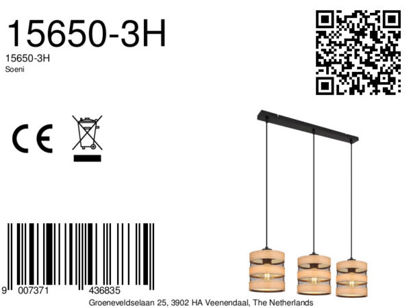 Globo Soeni hanglamp – E27 (grote fitting) – Zwart - Image 5