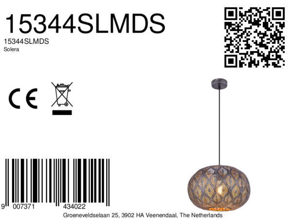 Globo Solera hanglamp – ø 30 cm – LED + E27 – Zilver - Image 4