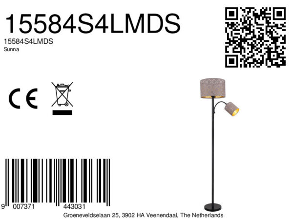 Globo Sunna vloerlamp – ø 30 cm – LED + E27 – Zwart - Image 3