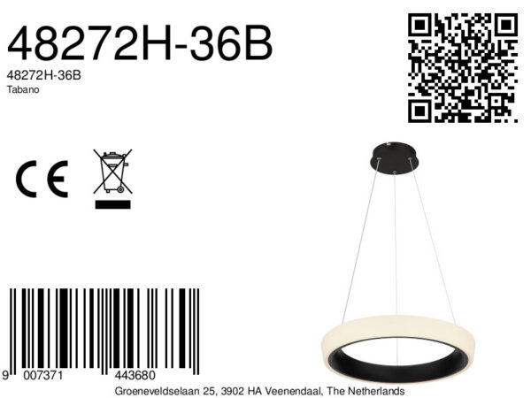 Globo Tabano hanglamp – ø 49,5 cm – Ingebouwd (LED) – Zwart - Image 5