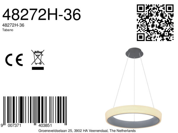 Globo Tabano hanglamp – ø 50 cm – Ingebouwd (LED) – Antraciet - Image 5