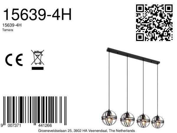 Globo Tamara hanglamp – E27 (grote fitting) – Zwart - Image 5