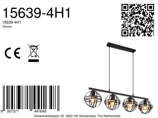 Globo Tamara hanglamp – E27 (grote fitting) – Zwart - Image 5